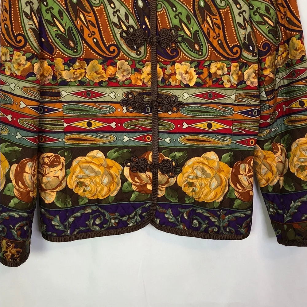 Carlisle Women's Floral Paisley Quilted Silk/Wool Blended Jacket Size 12